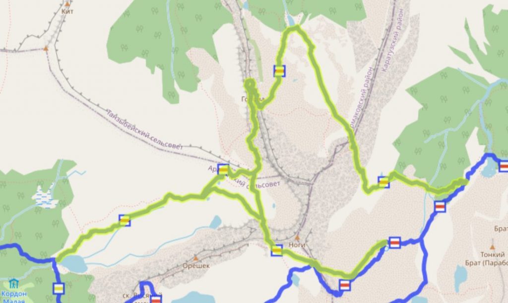 Маршрут Ергаки адужное-Лазурное-Художников-Каровое